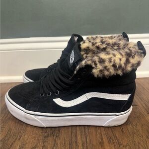 Vans Women's Sk8 High-Top Sneakers with Leopard Lining